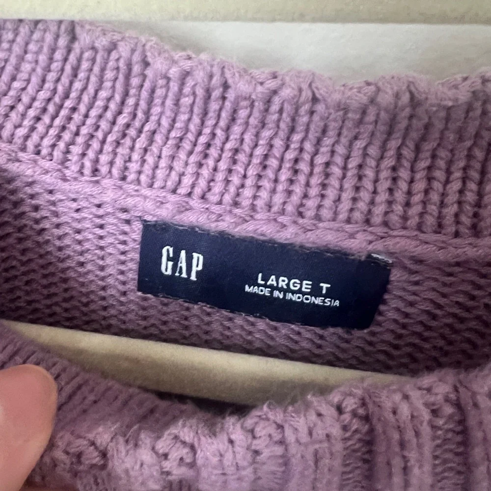 GAP Purple Cotton Knit Crewneck Sweater Tall Large - Picture 2 of 4